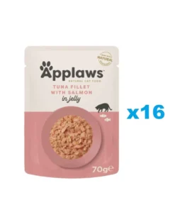 APPLAWS Cat Adult Pouch Tuna Fillet with Salmon in Jelly filetto di tonno con salmone in gelatina 16 x 70g