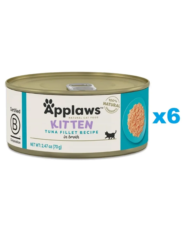 APPLAWS Cat Kitten Tuna in Broth con tonno in brodo per gattini 6 x 70g
