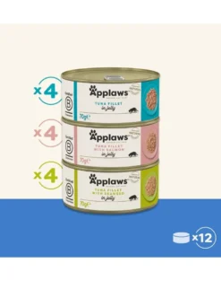 APPLAWS Cat Tin Fish Selection in Jelly Multipack 12x70g cibo umido con pesce in gelatina per gatti