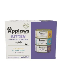 APPLAWS Cat Tin Multipack Kitten Selection Cibo umido per gattini mix di sapori con pesce e pollo6 x 70 g