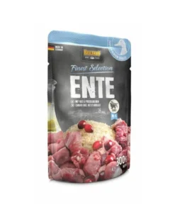 BELCANDO Cibo umido per cani con anatra, riso e mirtilli rossi 300g
