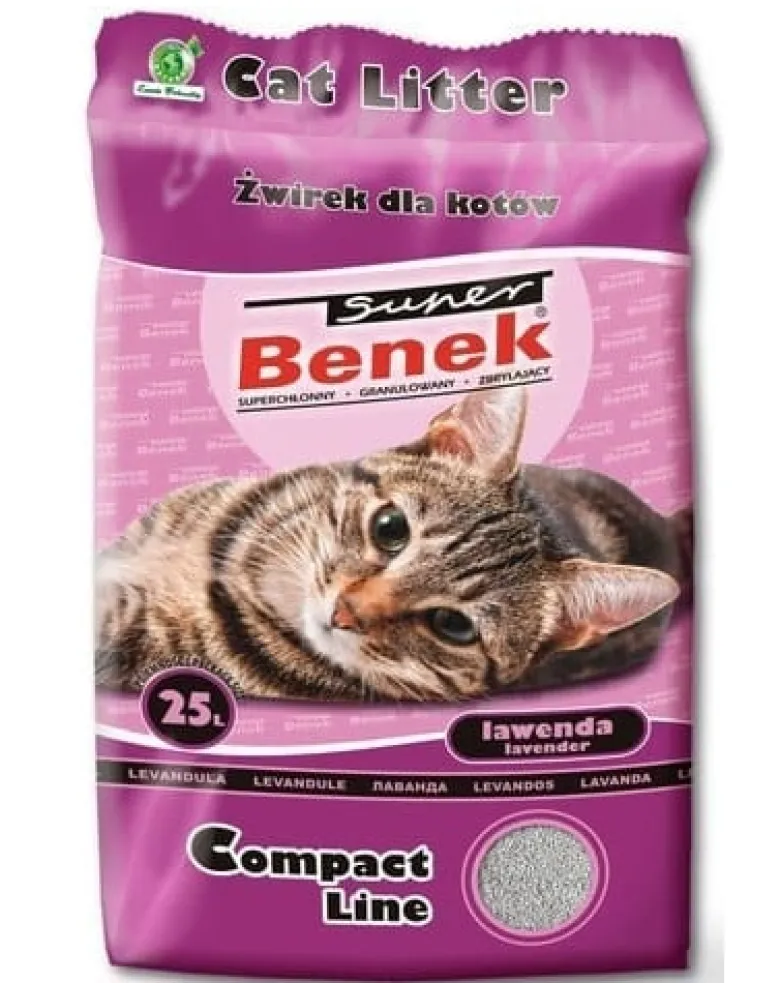 BENEK Super compact Lettiera bentonitica profumata alla lavanda 25 L