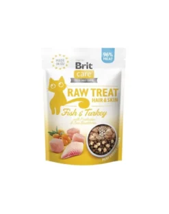 BRIT Care Raw Treat Freeze Dried Hair Skin Cat 40 g Bocconcini liofilizzati pesce e tacchino con probiotici per gatti