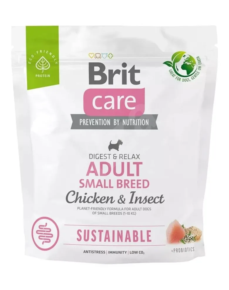 BRIT Care Sustainable Adult Small Breed cibo secco con pollo e insetti 1 kg