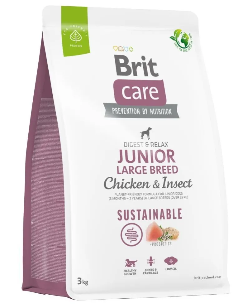 BRIT Care Sustainable Junior Large Breed cibo secco con pollo e insetti 3 kg
