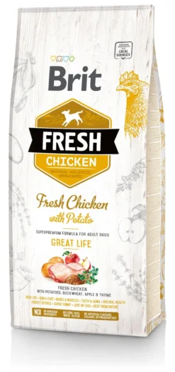 BRIT Fresh chicken with potato adult great life 2 x 12kg + FLEXI New Comfort L Tape 8m GRATIS