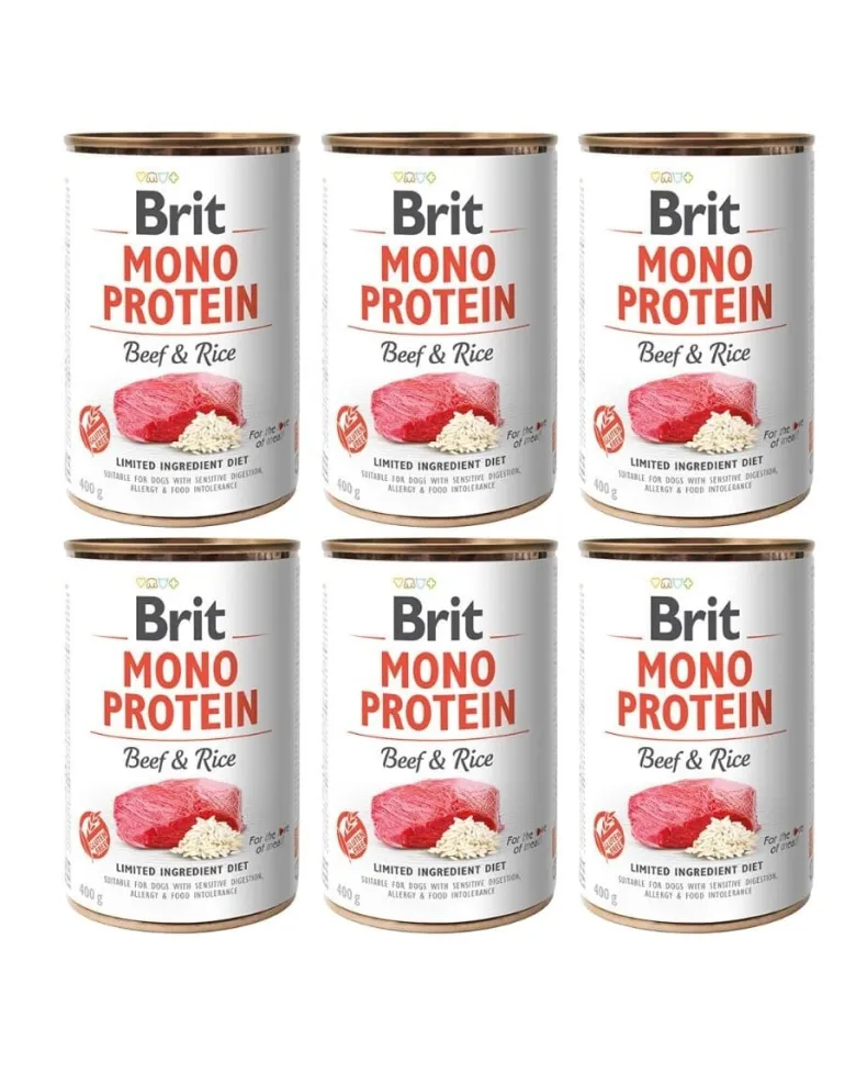 BRIT Mono Protein Beef & Rice 6 x 400g alimento monoproteico com manzo e riso