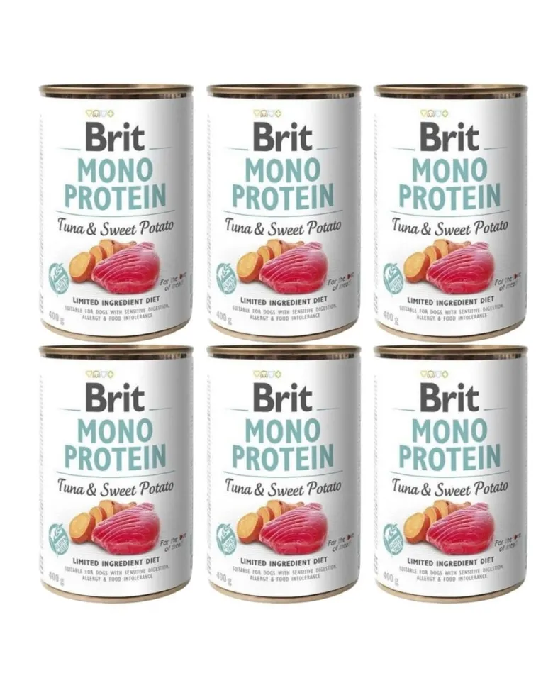 BRIT Mono Protein Tuna & Sweet Potato 6 x 400g alimento monoproteico con tonno e patate dolci