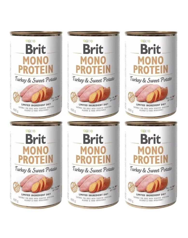 BRIT Mono Protein Turkey & Sweet Potato 6 x 400g alimento monoproteico con tacchino e patate dolci