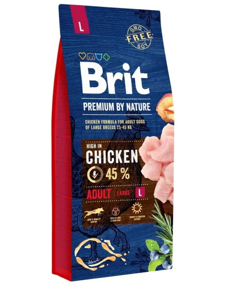 BRIT Premium By Nature Adult Large L 15 kg + mokra karma z indykiem 6x400 g