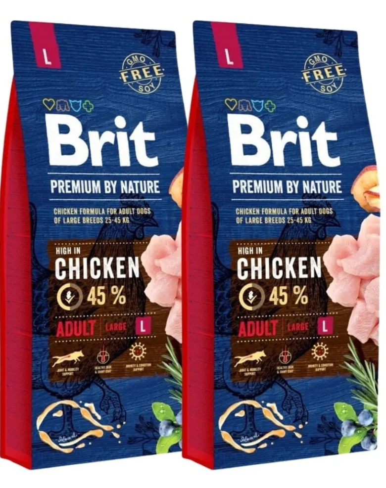 BRIT Premium By Nature Chicken Adult Large L 15kg x 2