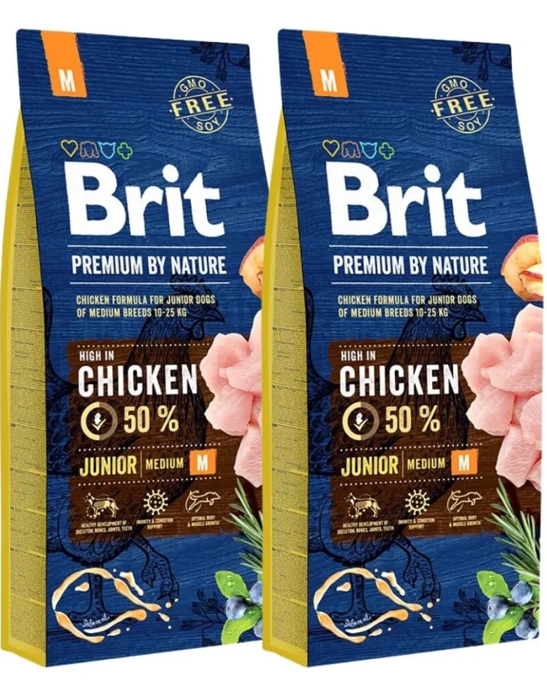 BRIT Premium By Nature Chicken Junior Medium M 30kg (2 x 15kg)