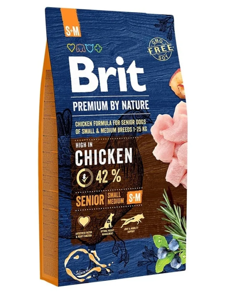 BRIT Premium By Nature Chicken Senior Small Medium S+M 8kg