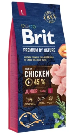 BRIT Premium By Nature Junior Large L 15kg + cibo umido con carne di vitello 6 x 400g