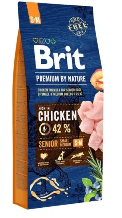 BRIT Premium By Nature Senior Small Medium S+M 15kg + cibo umido con tacchino 6 x 400g