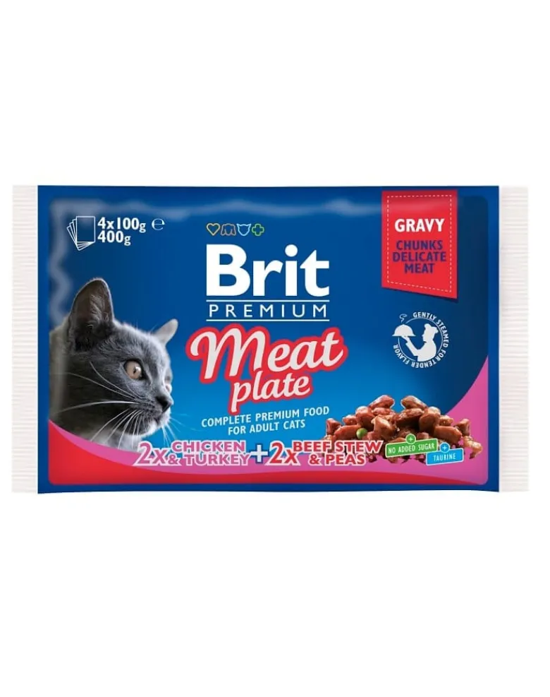 BRIT Premium Pouches Meat Plate 4 x 100 g