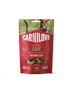 CARNILOVE Crunchy Snack Cat Duck 50 g con anatra e lamponi, snack croccante per gatti