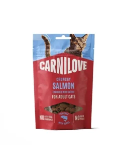 CARNILOVE Crunchy Snack Cat Salmon 50 g con salmone e erba gatta, snack croccante per gatti