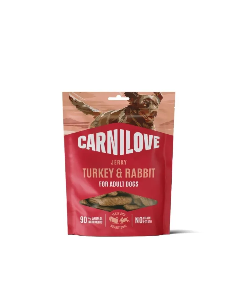CARNILOVE Dog Jerky Turkey and Rabbit 100g snack per cani adulti con tacchino e coniglio