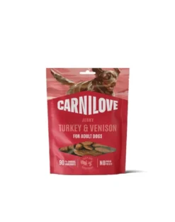 CARNILOVE Dog Jerky Turkey with Venision 100g snack per cani con tacchino e carne di selvaggina
