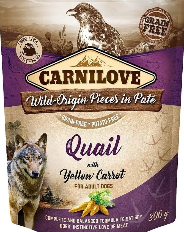 CARNILOVE Dog Paté Quail with Yellow Carrot 300g cibo umido per cani Quaglia con carota gialla