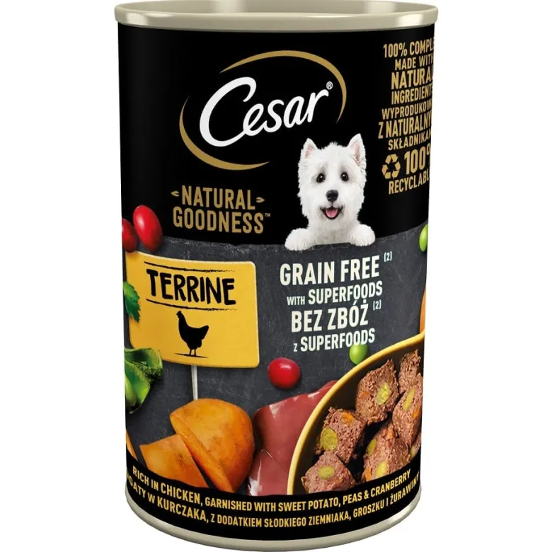 CESAR Natural Goodness ricco di pollo con patate dolci, piselli e mirtilli rossi 12 x 400g
