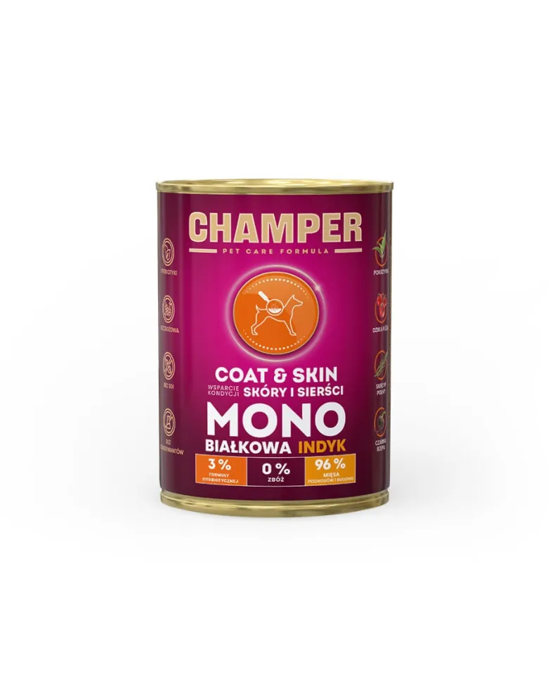 CHAMPER Coat Skin Tacchino alimento monoproteico per cani 400 g