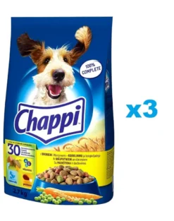 CHAPPI 3x2,7 kg cibo secco per cani con pollame e verdure