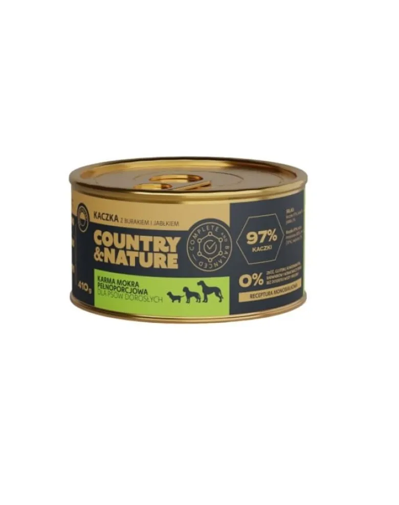COUNTRY&NATURE Cibo umido senza cereali anatra con barbabietola e mela 410 g