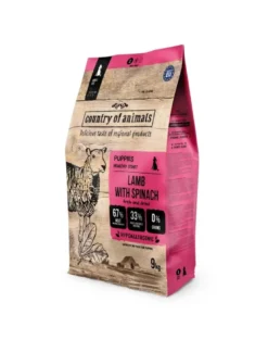 COUNTRY OF ANIMALS Puppies Lamb with Spinach S 9 kg agnello con spinaci, cibo secco per cuccioli