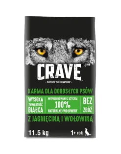 CRAVE cibo secco 11,5 kg con agnello e manzo (alimento completo senza cereali per cani adulti)