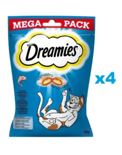 DREAMIES Mega Pack 4x180g Deliziosi bocconcini al gusto di salmone per gatti
