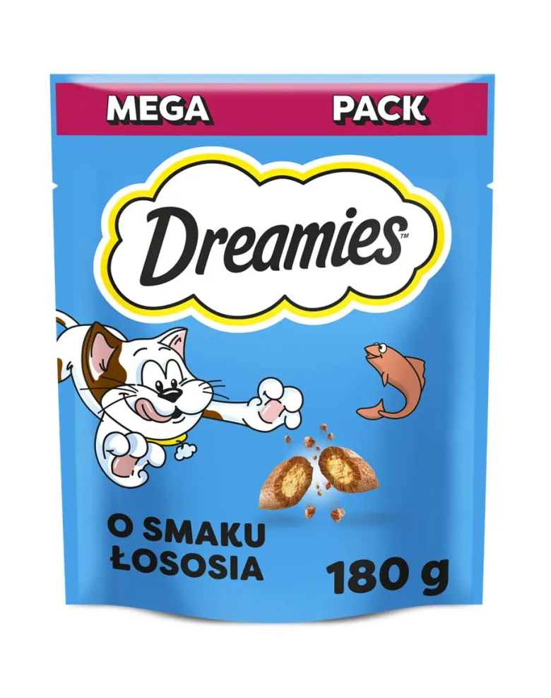 DREAMIES Mega Pack 4x180g Deliziosi bocconcini al gusto di salmone per gatti