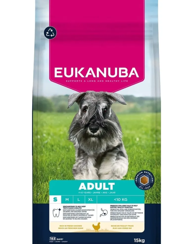 EUKANUBA Adult Small Breeds Chicken 15 kg cibo secco per cani di piccola taglia ricco di pollo fresco