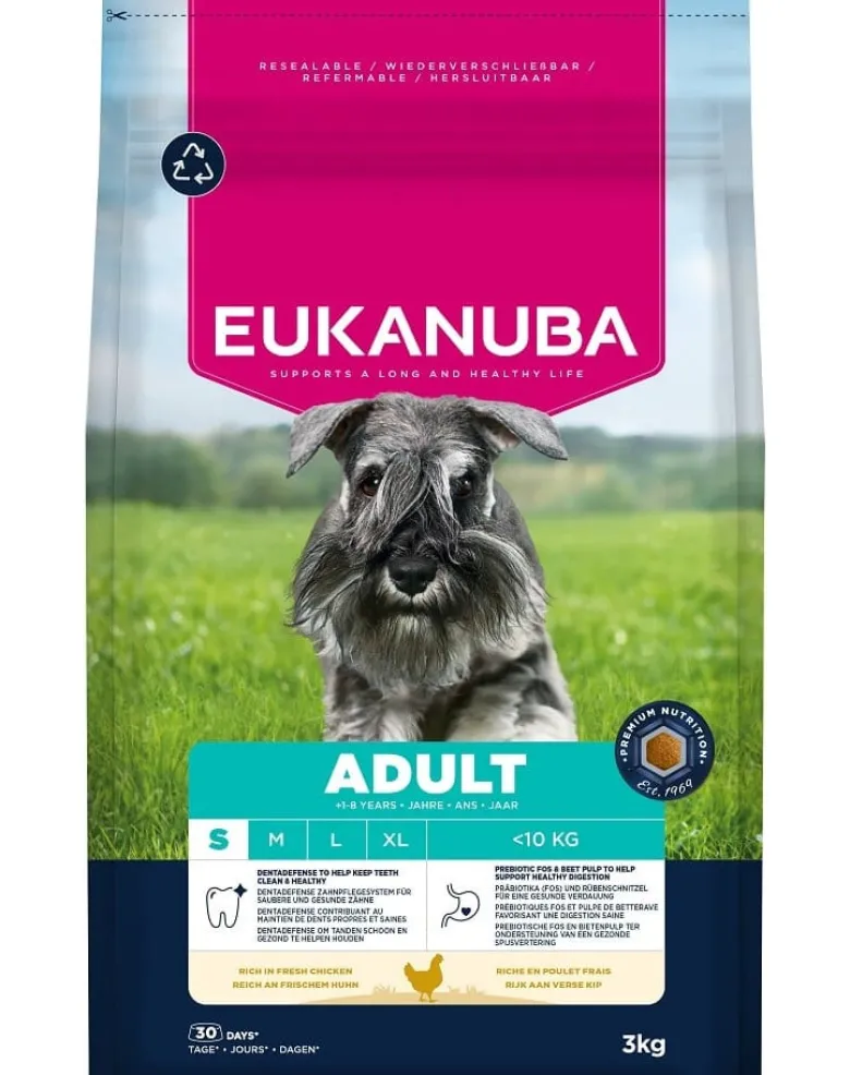 EUKANUBA Adult Small Breeds Chicken 3 kg cibo secco per cani di piccola taglia ricco di pollo fresco