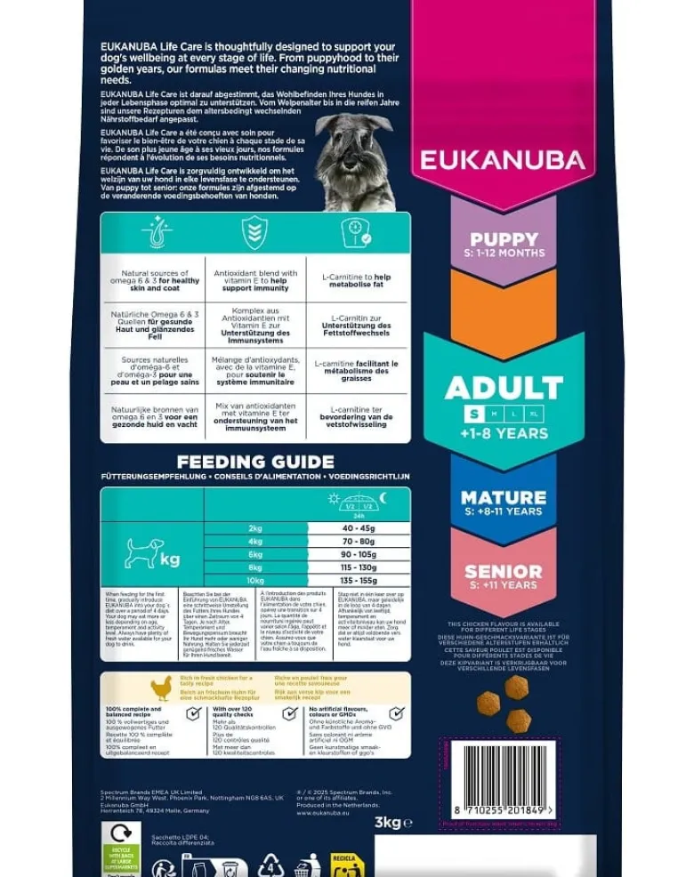 EUKANUBA Adult Small Breeds Chicken 3 kg cibo secco per cani di piccola taglia ricco di pollo fresco