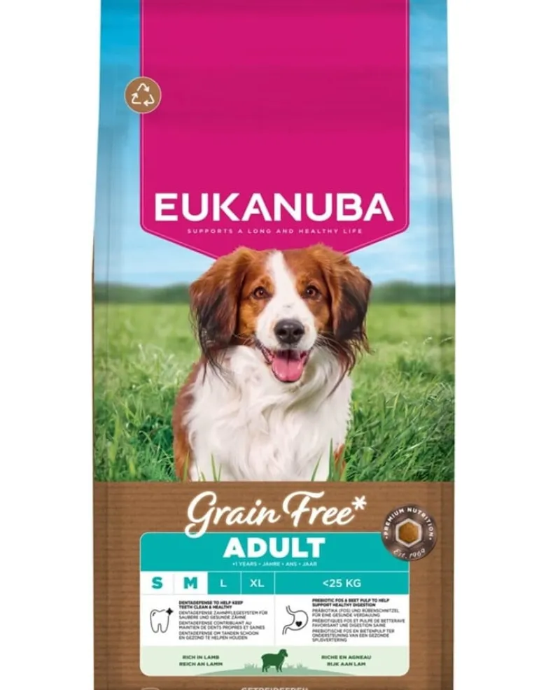 EUKANUBA Grain Free Adult Small Medium Lamb 12 kg cibo secco senza cereali con agnello per cani di piccola e media taglia