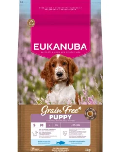 EUKANUBA Grain Free Puppy Small Medium Ocean Fish 3 kg cibo secco senza cereali con pesce per cuccioli di piccole e medie razze