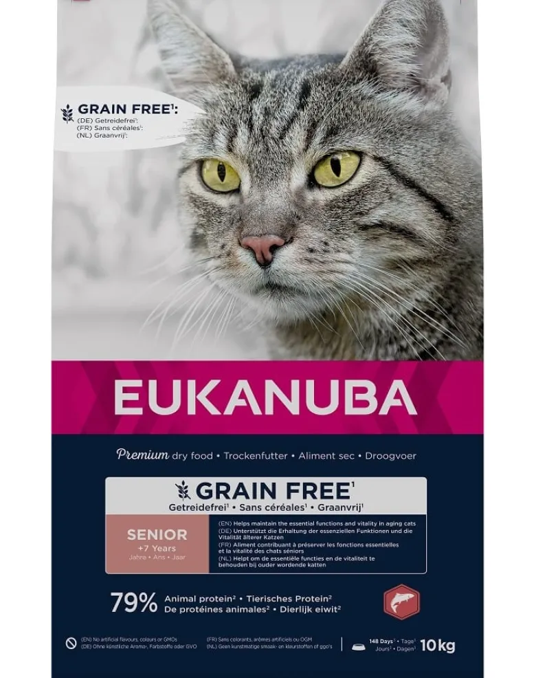EUKANUBA Grain Free SeniorSalmone 10 kg per gatti anziani