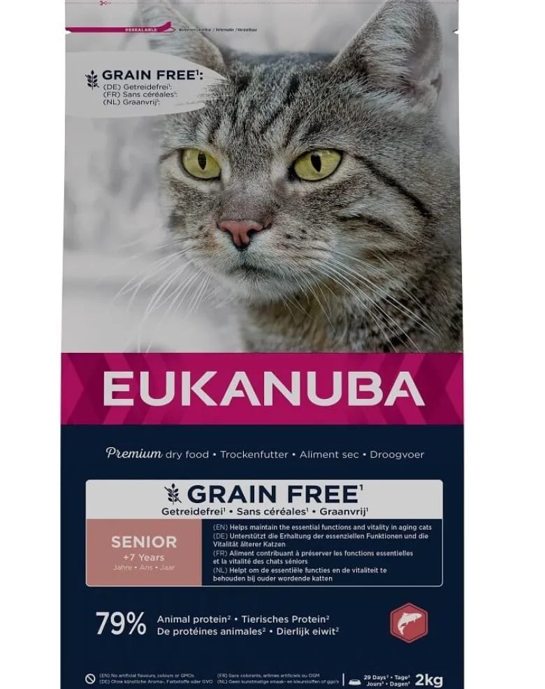 EUKANUBA Grain Free Senior Salmone 2 kg per gatti anziani