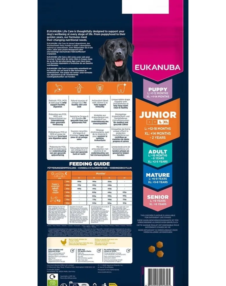 EUKANUBA Junior Large Breeds Chicken 15 kg cibo secco per cuccioli di grandi razze ricco di pollo fresco