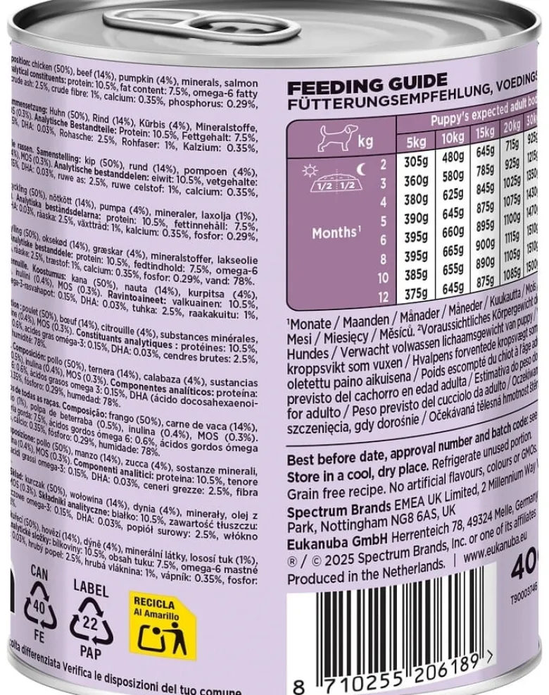 EUKANUBA Life Care Puppy Rich in Beef 400 g paté per cuccioli ricco di manzo e zucca