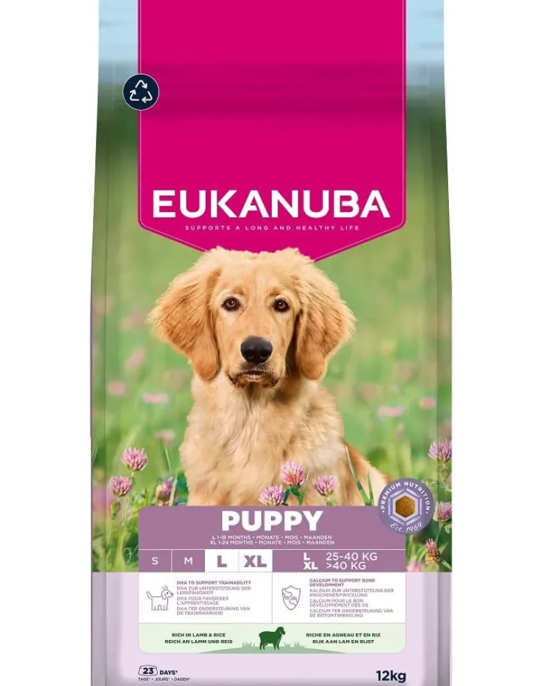 EUKANUBA Puppy Large Breeds Lamb Rice 12 kg cibo secco per cuccioli di razze grandi ricco di agnello e riso