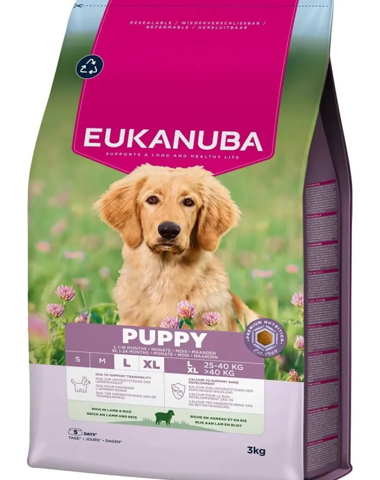 EUKANUBA Puppy Large Breeds Lamb Rice 3 kg cibo secco per cuccioli di razze grandi ricco di agnello e riso