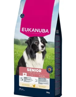 EUKANUBA Senior Medium Breeds Chicken 15 kg cibo secco per cani anziani di razza media ricco di pollo fresco