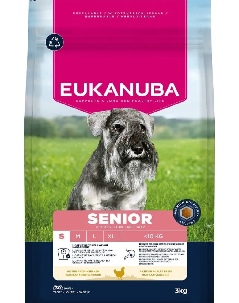 EUKANUBA Senior Small Breeds Chicken 3 kg cibo secco per cani anziani di piccola taglia ricco di pollo fresco