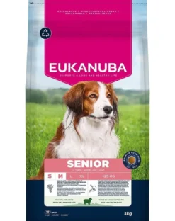 EUKANUBA Senior Small Medium Breeds Lamb Rice 3 kg cibo secco per cani anziani di piccole e medie razze ricco di agnello e riso