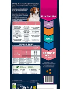 EUKANUBA Senior Small Medium Breeds Lamb Rice 3 kg cibo secco per cani anziani di piccole e medie razze ricco di agnello e riso