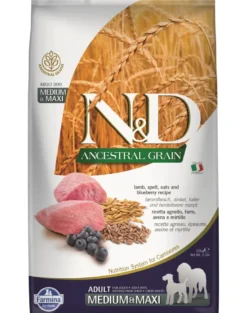 FARMINA N&D Ancestral Grain Adult Medium&Maxi Lamb, Spelt, Oats, Blueberry 2,5 kg