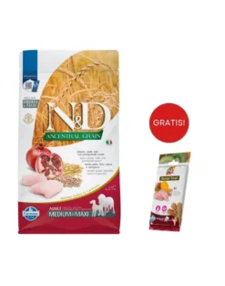 FARMINA N&D Ancestral Grain Dog Adult Medium & Maxi Chicken & Pomegranate 2,5 kg + FARMINA N&D Tropical Selection Dental Treat Chicken Medium/Maxi 100 g (7 pezzi) GRATIS!